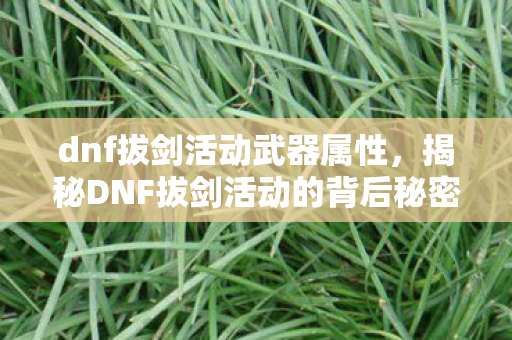 dnf拔剑活动武器属性，揭秘DNF拔剑活动的背后秘密与独特魅力