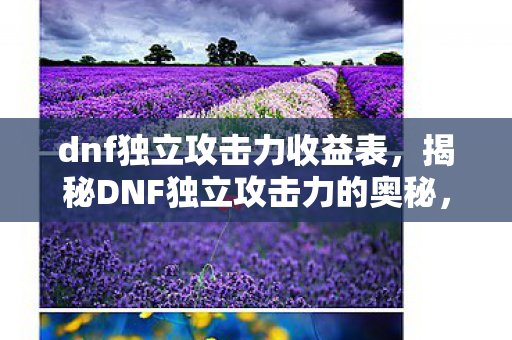 dnf独立攻击力收益表，揭秘DNF独立攻击力的奥秘，如何提升角色战力与战斗体验？