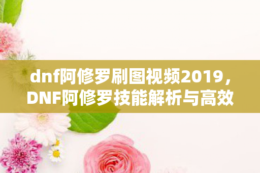 dnf阿修罗刷图视频2019，DNF阿修罗技能解析与高效刷图攻略，实战视频分享