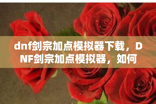 dnf剑宗加点模拟器下载，DNF剑宗加点模拟器，如何优化你的角色属性与技能配置？