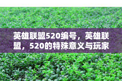 英雄联盟520编号，英雄联盟，520的特殊意义与玩家情感