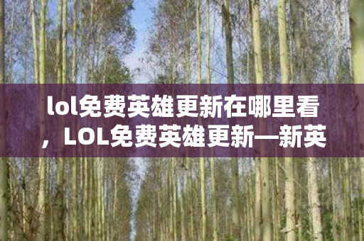 lol免费英雄更新在哪里看，LOL免费英雄更新—新英雄的魅力与挑战