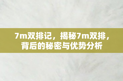 7m双排记，揭秘7m双排，背后的秘密与优势分析