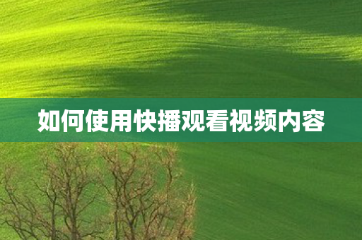 如何使用快播观看视频内容