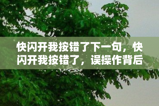 快闪开我按错了下一句，快闪开我按错了，误操作背后的故事与思考