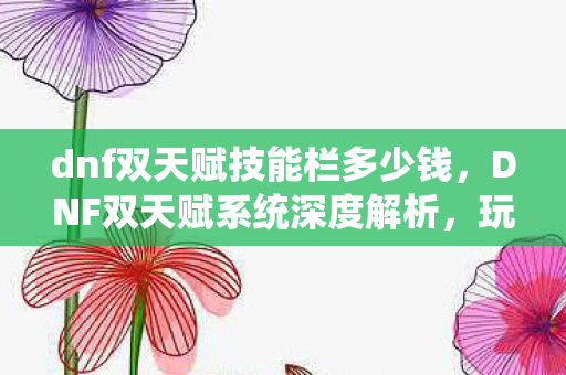 dnf双天赋技能栏多少钱，DNF双天赋系统深度解析，玩转多重角色体验