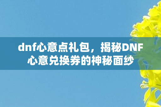 dnf心意点礼包，揭秘DNF心意兑换券的神秘面纱