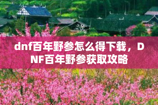dnf百年野参怎么得下载，DNF百年野参获取攻略