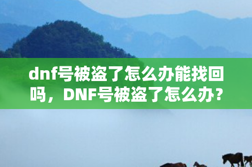 dnf号被盗了怎么办能找回吗，DNF号被盗了怎么办？快速应对，保护你的虚拟财产！