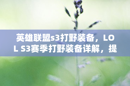 英雄联盟s3打野装备，LOL S3赛季打野装备详解，提升你的野区统治力