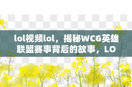 lol视频lol，揭秘WCG英雄联盟赛事背后的故事，LOL视频的魅力与挑战