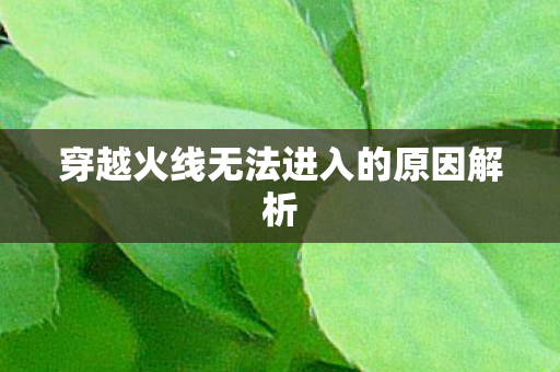 穿越火线无法进入的原因解析