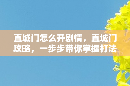 直城门怎么开剧情，直城门攻略，一步步带你掌握打法技巧