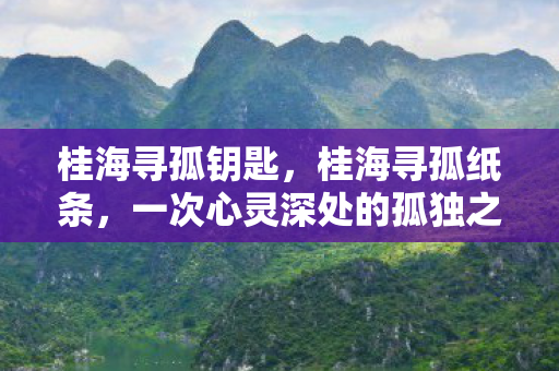 桂海寻孤钥匙，桂海寻孤纸条，一次心灵深处的孤独之旅