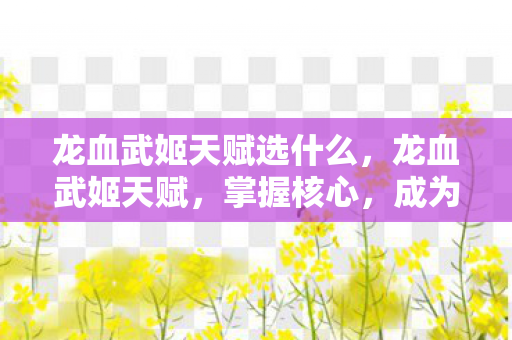 龙血武姬天赋选什么，龙血武姬天赋，掌握核心，成为战场霸主