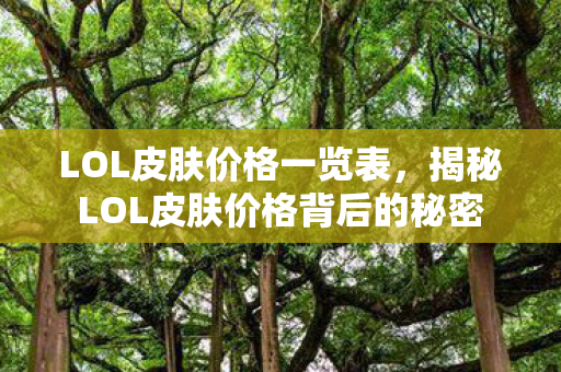 LOL皮肤价格一览表，揭秘LOL皮肤价格背后的秘密