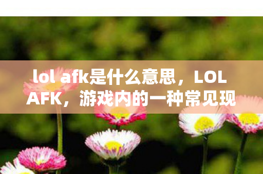 lol afk是什么意思，LOL AFK，游戏内的一种常见现象与应对之策