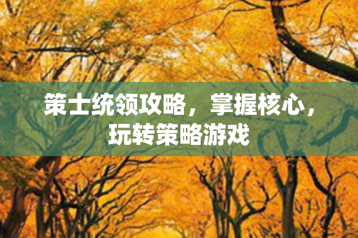 策士统领攻略，掌握核心，玩转策略游戏