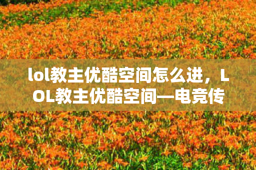 lol教主优酷空间怎么进，LOL教主优酷空间—电竞传奇的孕育之地