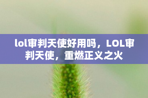 lol审判天使好用吗，LOL审判天使，重燃正义之火