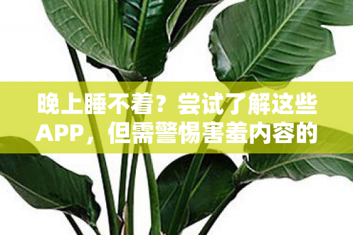 晚上睡不着？尝试了解这些APP，但需警惕害羞内容的潜在风险