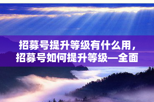 招募号提升等级有什么用，招募号如何提升等级—全面指南