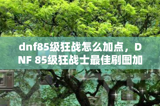 dnf85级狂战怎么加点，DNF 85级狂战士最佳刷图加点攻略