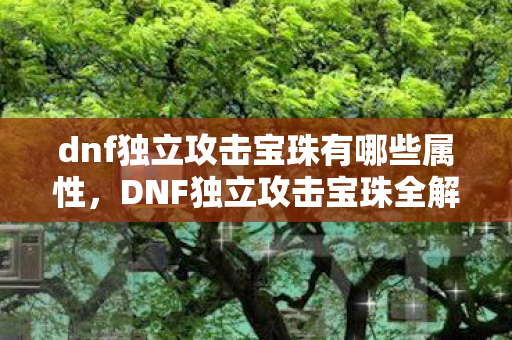 dnf独立攻击宝珠有哪些属性，DNF独立攻击宝珠全解析