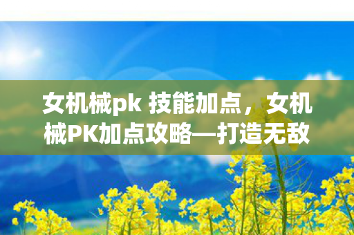 女机械pk 技能加点，女机械PK加点攻略—打造无敌战斗机器