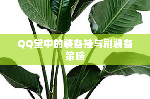 QQ堂中的装备挂与刷装备策略