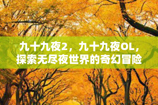 九十九夜2，九十九夜OL，探索无尽夜世界的奇幻冒险