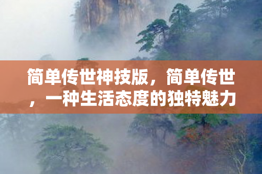 简单传世神技版，简单传世，一种生活态度的独特魅力