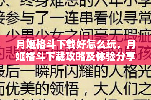 月姬格斗下载好怎么玩，月姬格斗下载攻略及体验分享