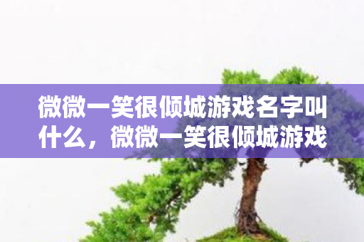 微微一笑很倾城游戏名字叫什么，微微一笑很倾城游戏，魅力与挑战并存