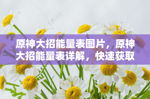 原神大招能量表图片，原神大招能量表详解，快速获取角色技能能量，提升战斗实力！