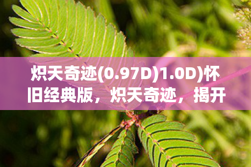 炽天奇迹(0.97D)1.0D)怀旧经典版，炽天奇迹，揭开未知世界的神秘面纱