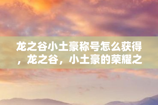 龙之谷小土豪称号怎么获得，龙之谷，小土豪的荣耀之路