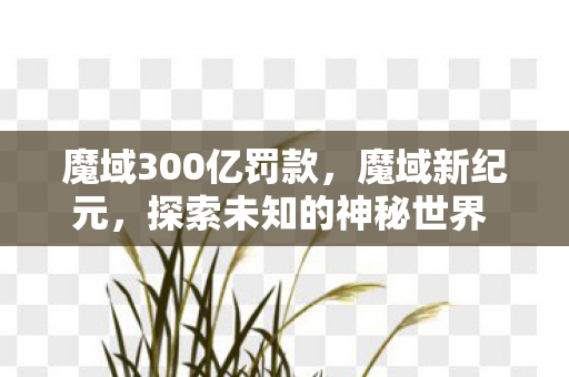 魔域300亿罚款，魔域新纪元，探索未知的神秘世界 3.0版全新升级体验