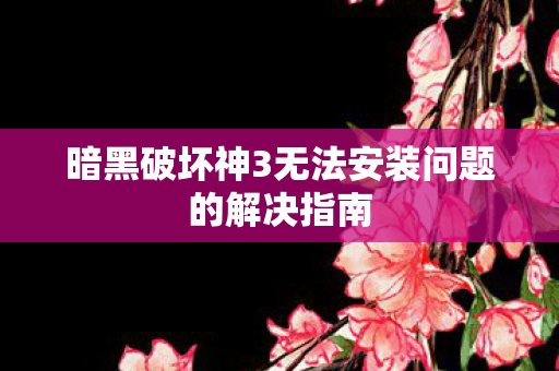 暗黑破坏神3无法安装问题的解决指南
