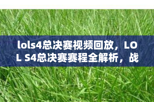 lols4总决赛视频回放，LOL S4总决赛赛程全解析，战火重燃，荣耀之巅！