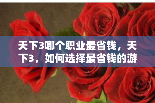 天下3哪个职业最省钱，天下3，如何选择最省钱的游戏职业
