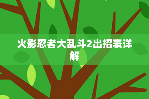 火影忍者大乱斗2出招表详解