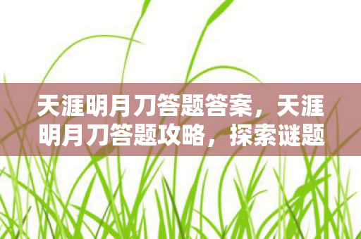 天涯明月刀答题答案，天涯明月刀答题攻略，探索谜题，智勇双全