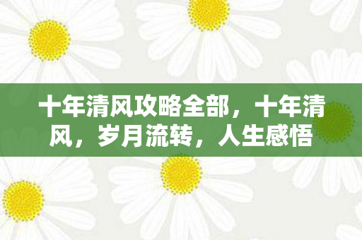 十年清风攻略全部，十年清风，岁月流转，人生感悟