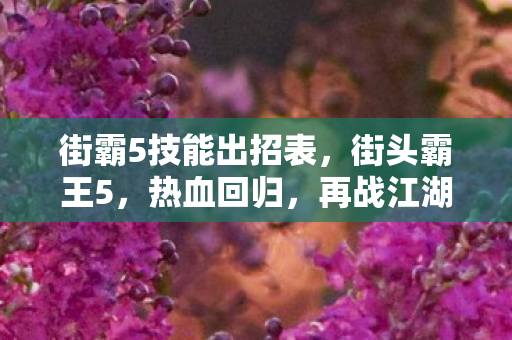 街霸5技能出招表，街头霸王5，热血回归，再战江湖！