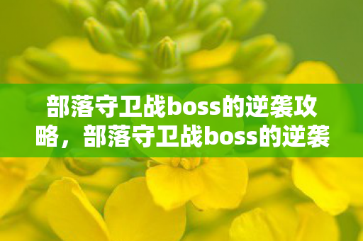 部落守卫战boss的逆袭攻略，部落守卫战boss的逆袭，从被挑战到逆袭之路