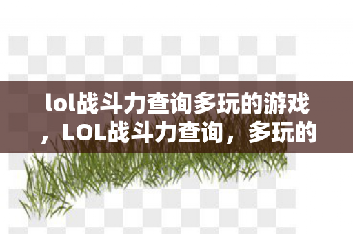 lol战斗力查询多玩的游戏，LOL战斗力查询，多玩的秘密武器