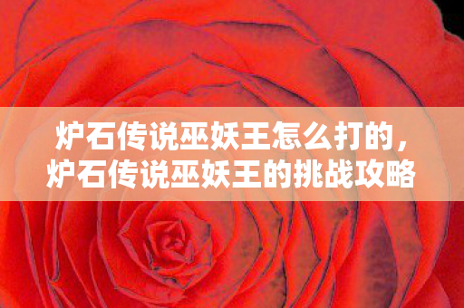 炉石传说巫妖王怎么打的，炉石传说巫妖王的挑战攻略，如何战胜强大的BOSS