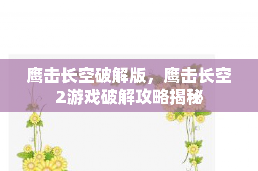 鹰击长空破解版，鹰击长空2游戏破解攻略揭秘