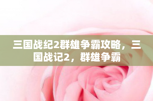 三国战纪2群雄争霸攻略，三国战记2，群雄争霸